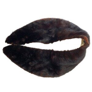 Genuine Dark Mahogany Mink Fur Collar Vintage Removed from coat RA10117